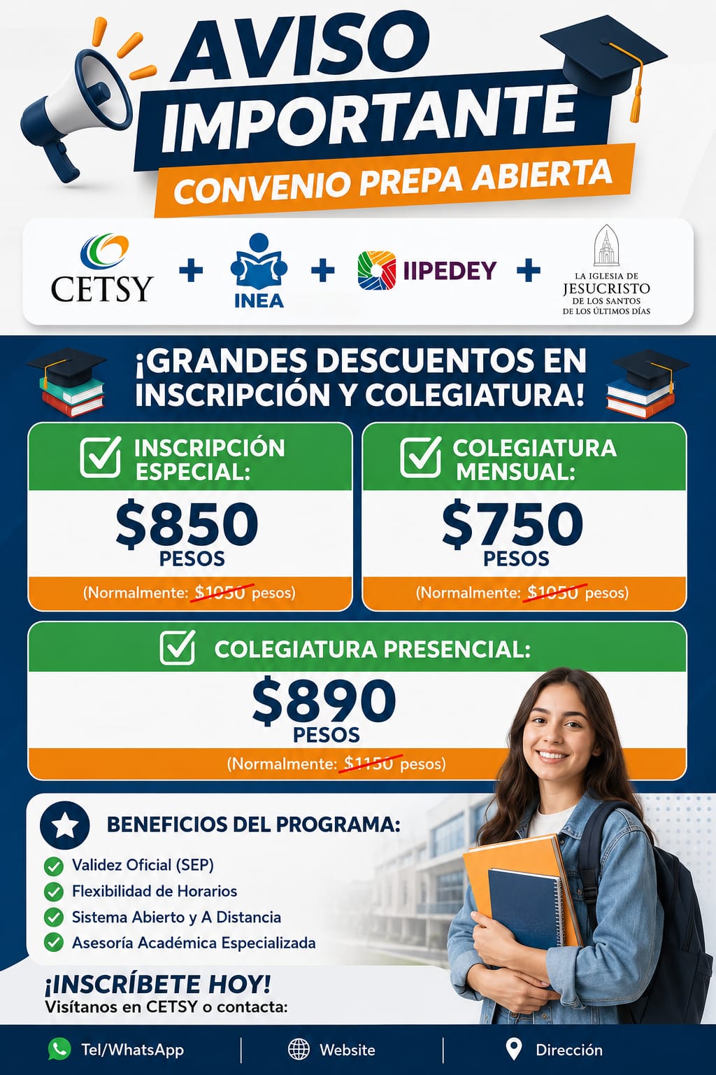 Convenio Prepa Abierta: CETYS, INEA, IIPEDEY e Iglesia SUD